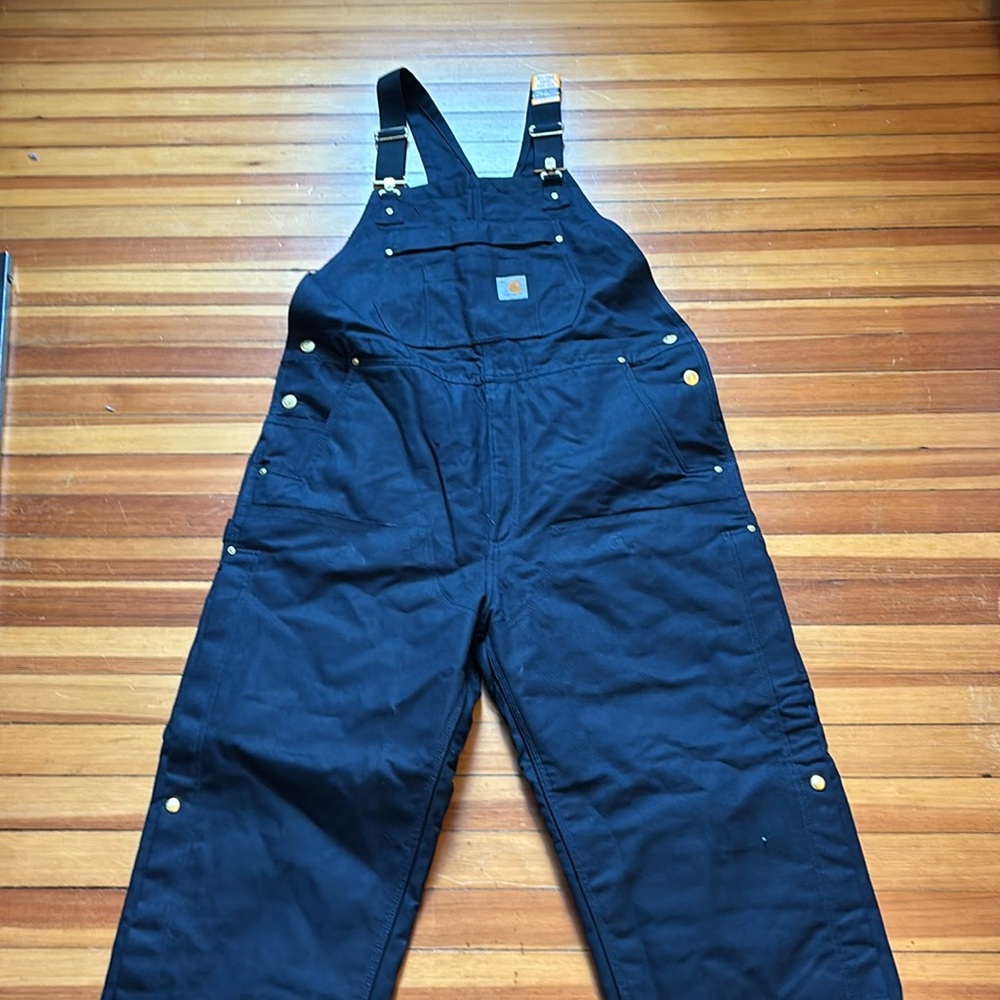 Mens Carhartt Size Large-Regular Firm Duck Insulated Bib Overall-2 Warmer Rating